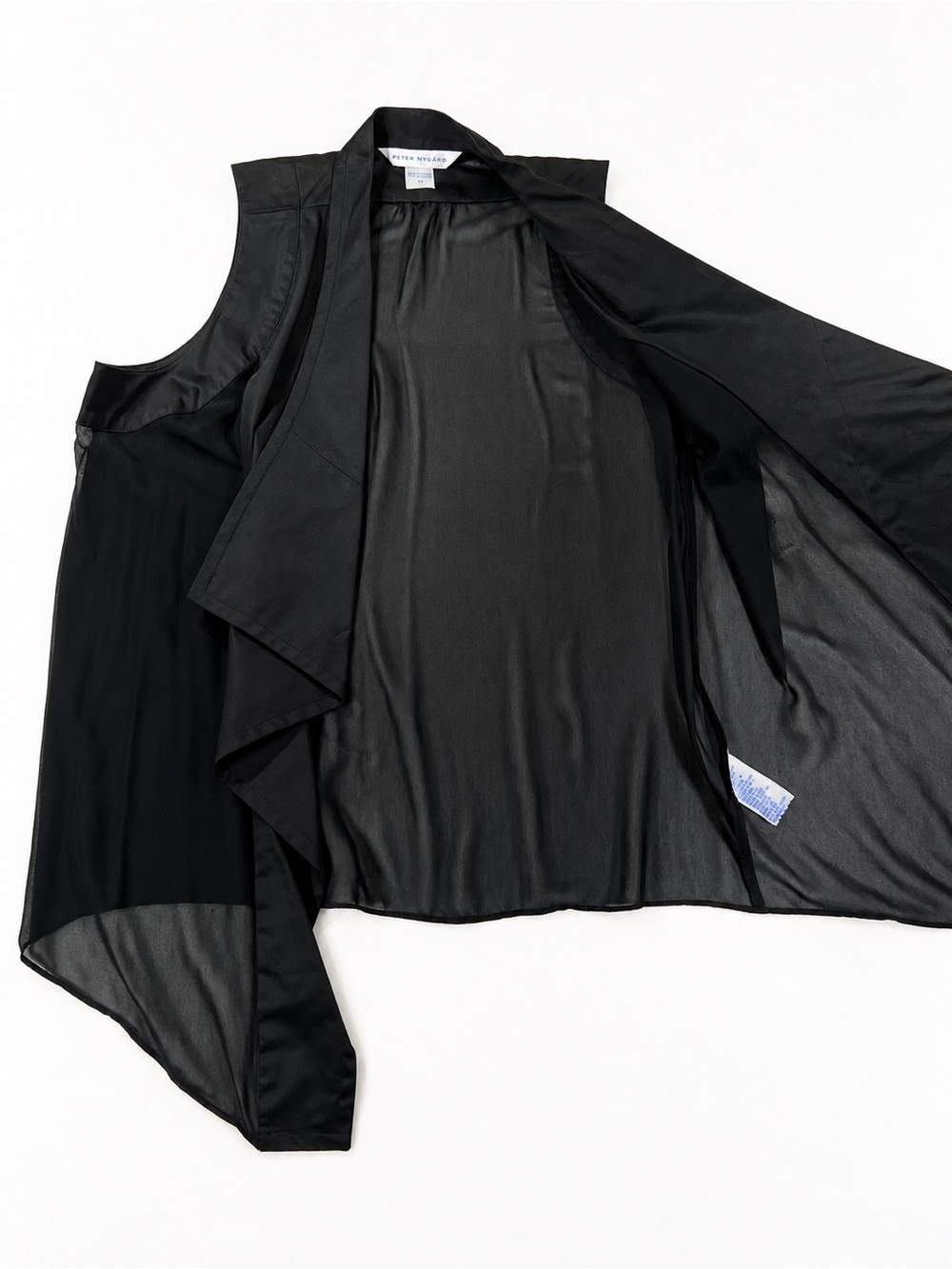 Peter Nygård Black Sheer Chiffon Waterfall Vest Size 12 NWT - Picture 3 of 9
